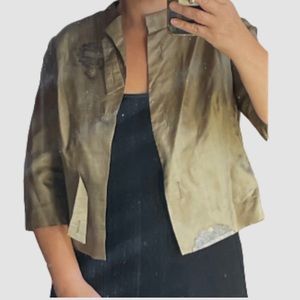 Silk vintage 50s jacket Jade cropped, 3/4 sleeves